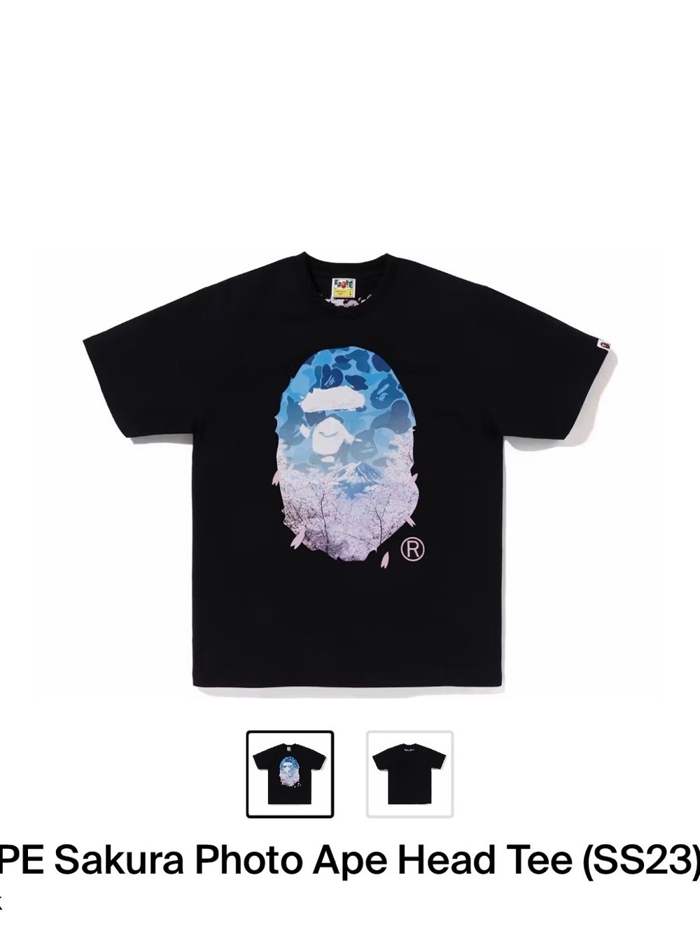 Bape Sakura photo ape head tee XL